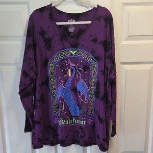 Disney Maleficent Purple Tie-Dye Dragon Graphic Long Sleeve Tee